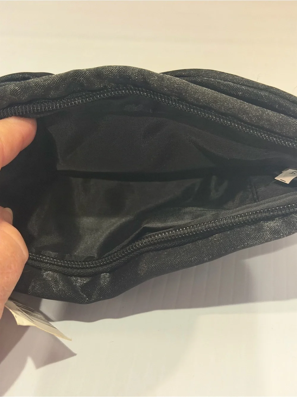Vtg Black Evening Bag Zipper Top Jeweled Detail NWT 7 1/2” X 5”